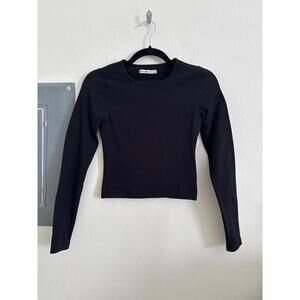 Abercrombie Ribbed Long Sleeve Seamless Fabric XS Black Crew
